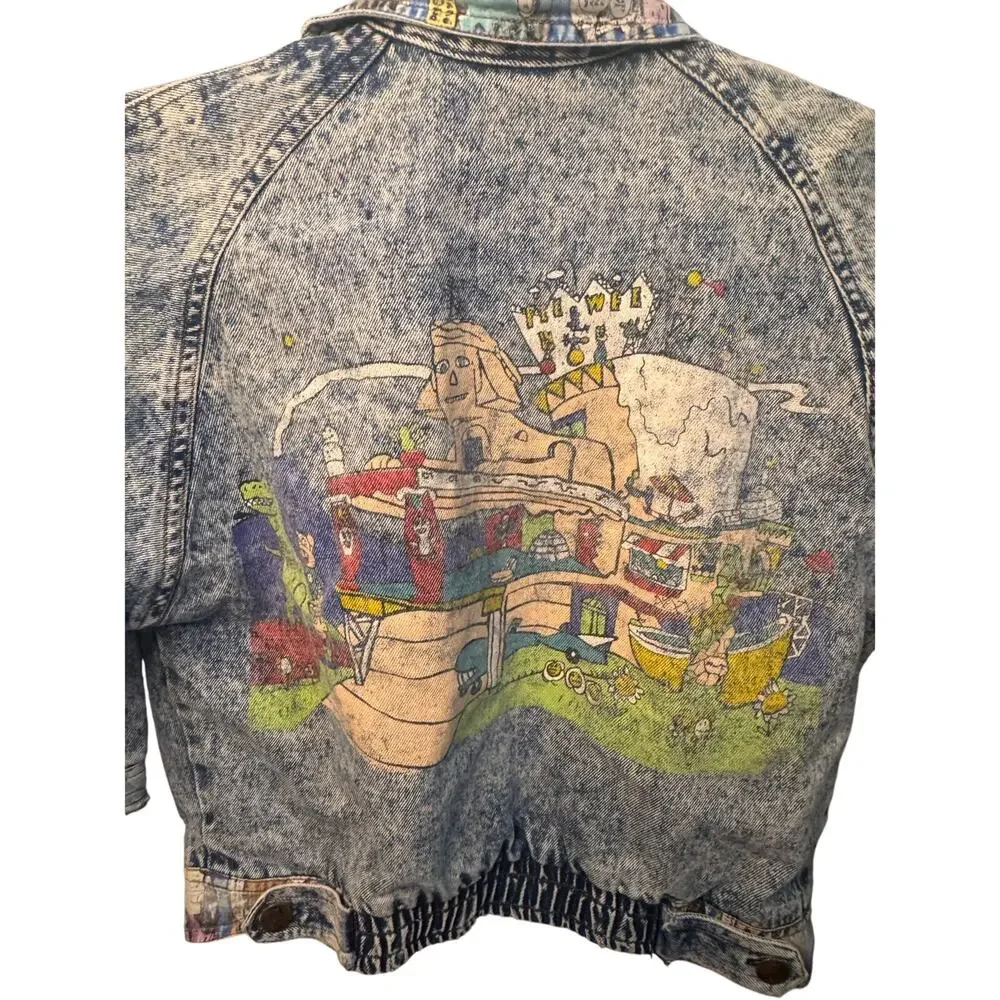 Vintage 1989 Youth Pee Wee Herman Official Brand Denim Jacket w/Back Design